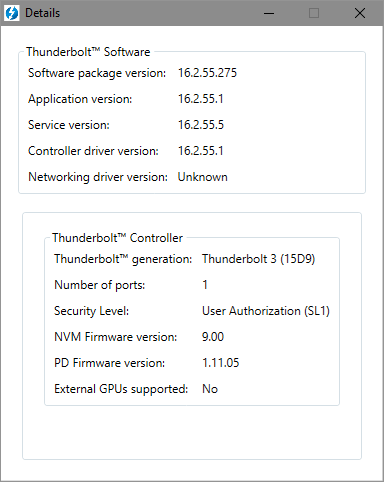 thunderbolt 3 no external GPUs support